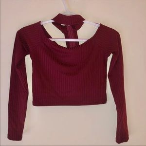 Burgundy Choker Crop Top